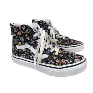 Vans Kids Sk8-Hi Zip Black Floral Skate Shoes Sneakers Girls Size 1.5